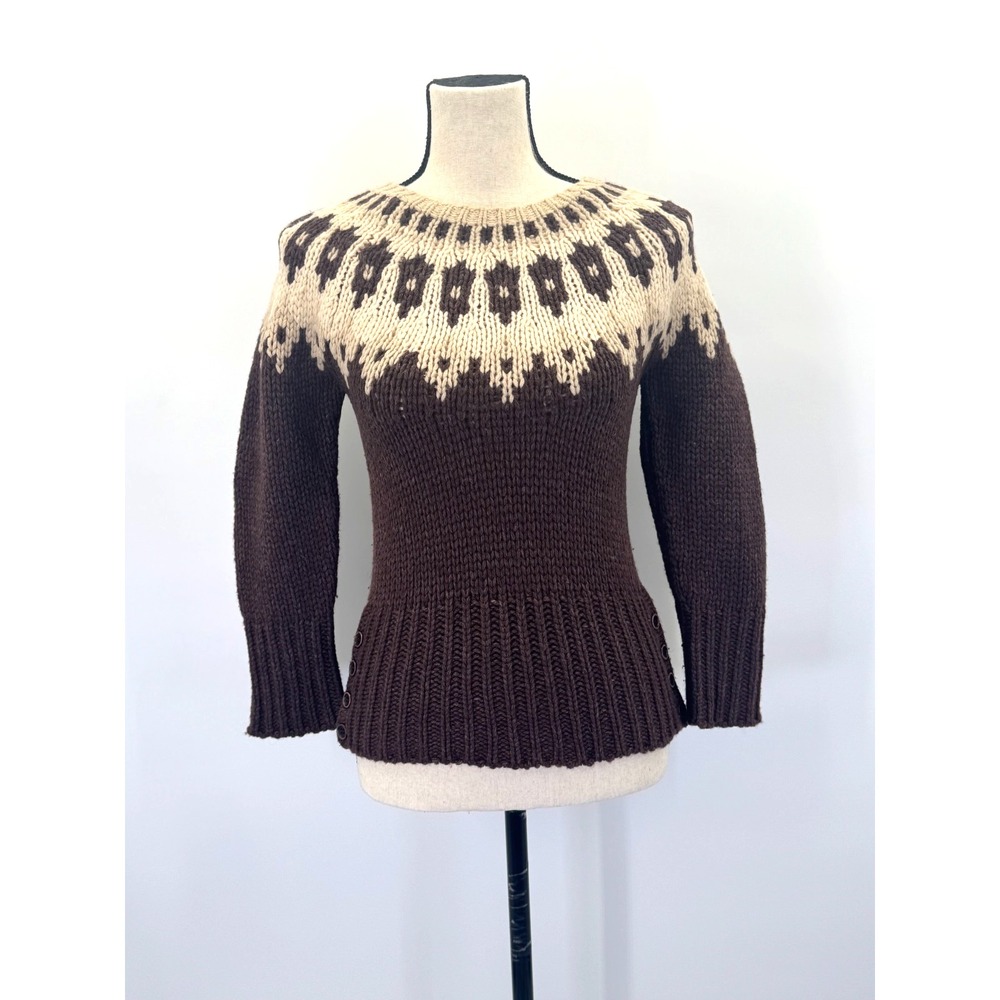 VTG 90s Y2K Abercrombie & Fitch Nordic Fair Isle Knit Sweater M Wool Cashmere